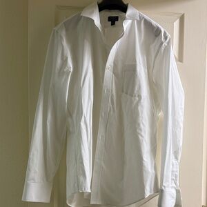 J. Crew Men's White Dress Shirt - Poplin Button-Up